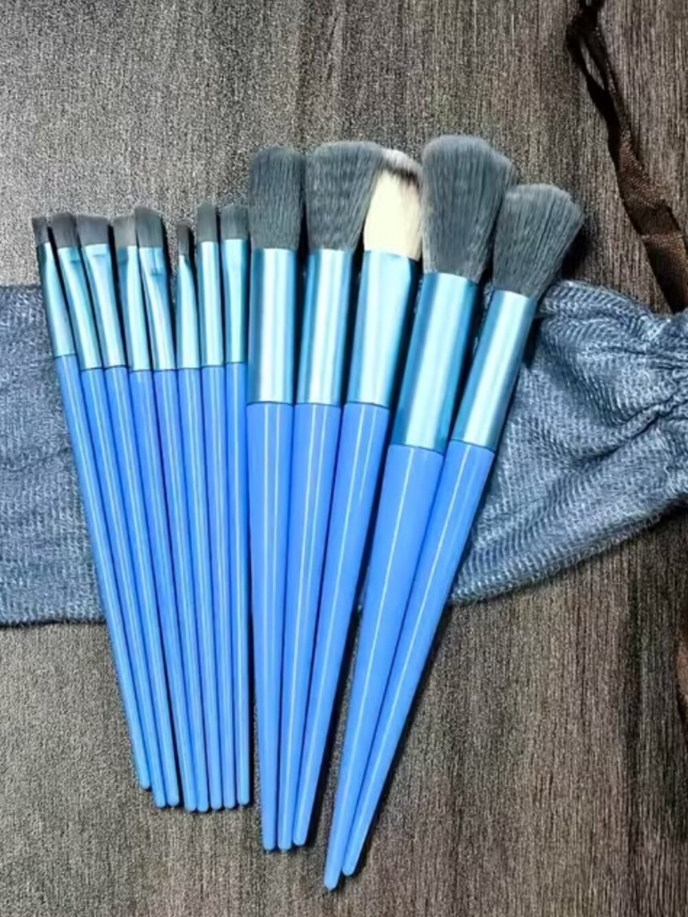 13pc Blue Makeup Brush Set - New